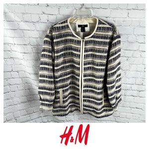 H&M Tweed Zip Up Blazer Jacket Coat